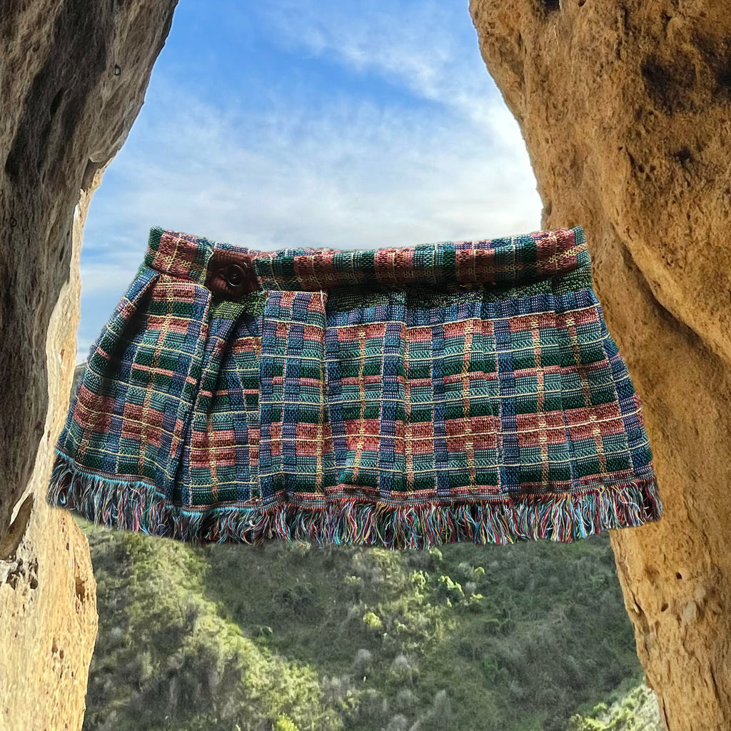 Plaid Pleated Blanket Mini Skirt