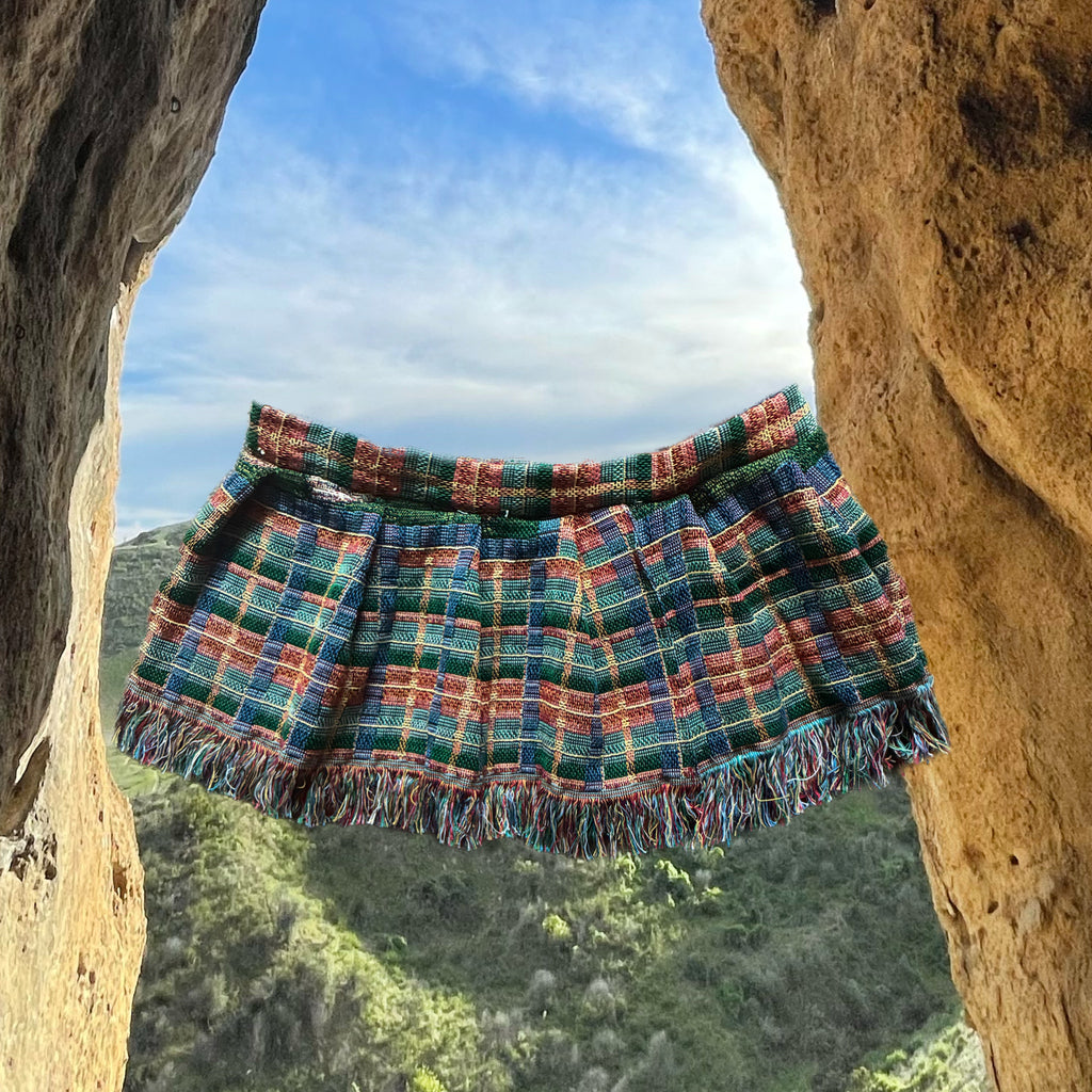 Plaid Pleated Blanket Mini Skirt