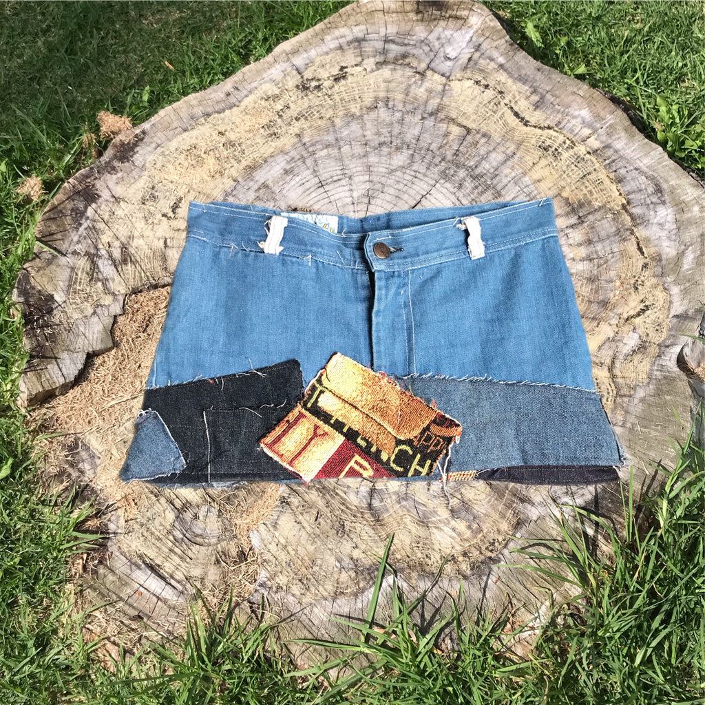 Patchwork Denim Mini Skirt