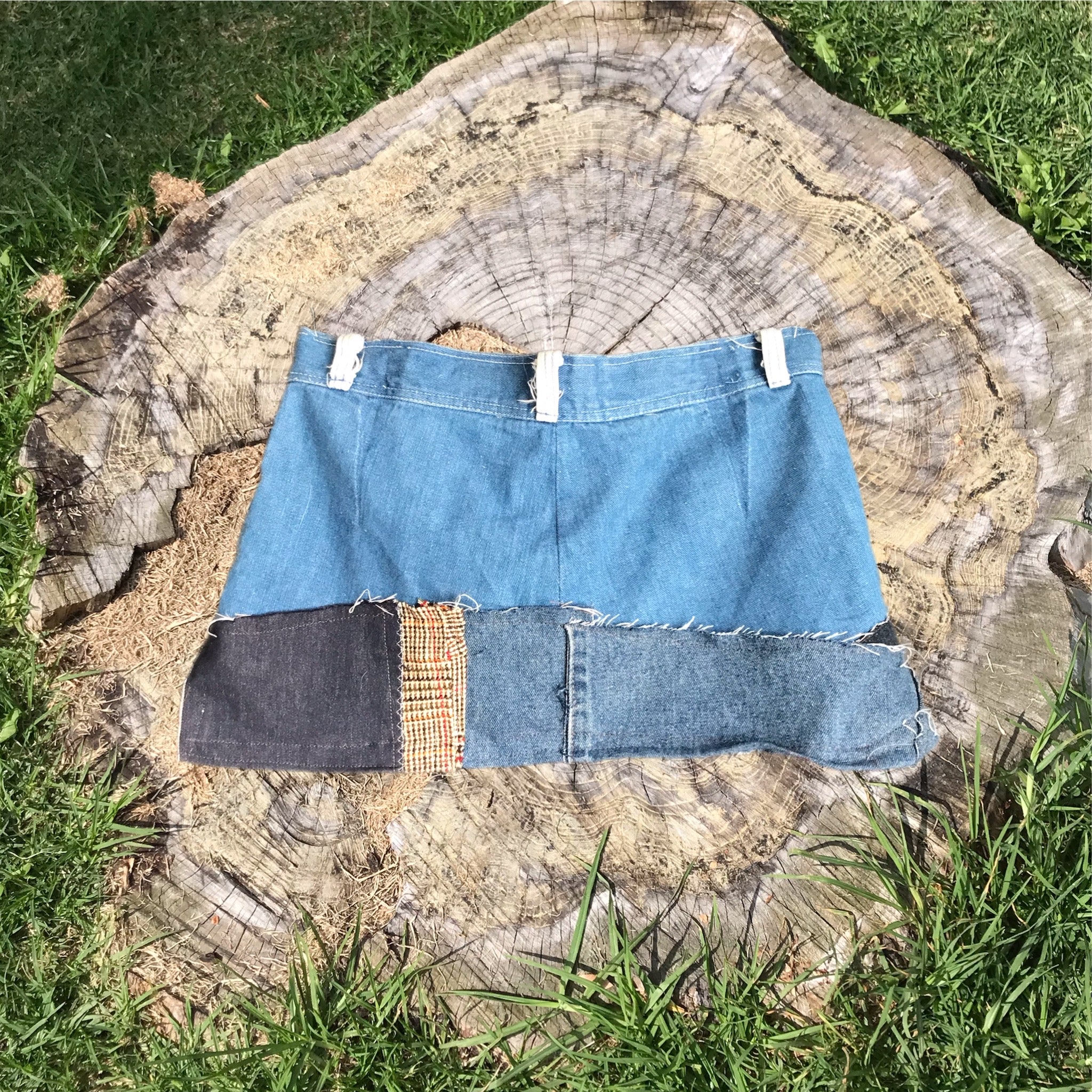 Patchwork Denim Mini Skirt
