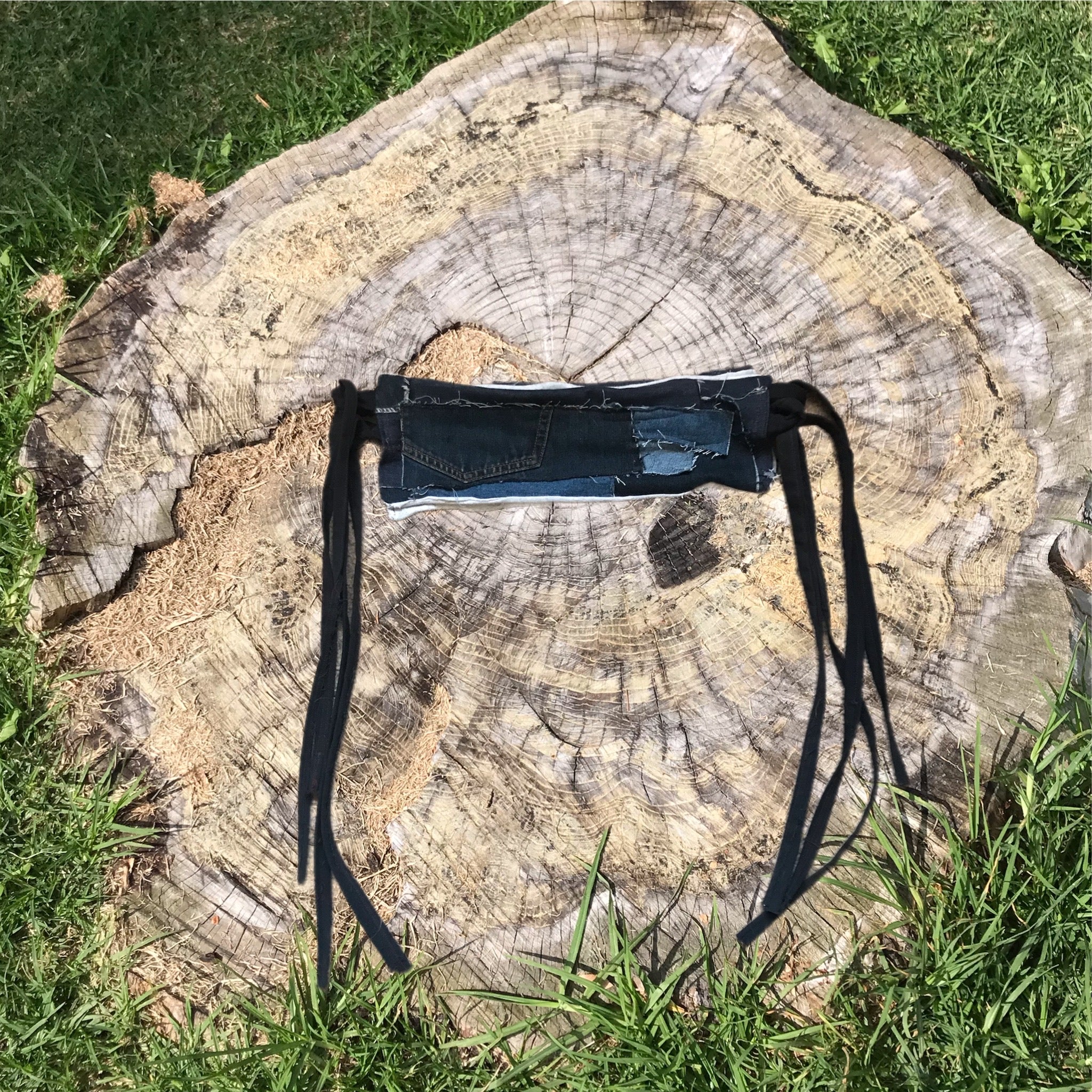 Denim Patchwork Skirt Belt